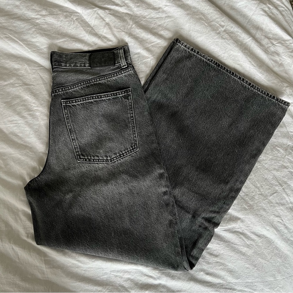 Madewell Super Wide Leg Jeans Charcoal Black Size 28